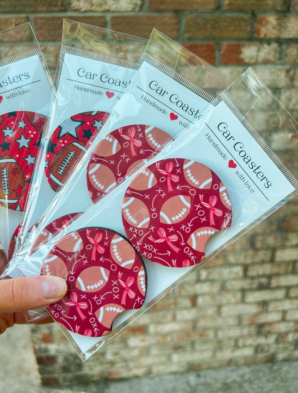 Maroon Football Car Coaster