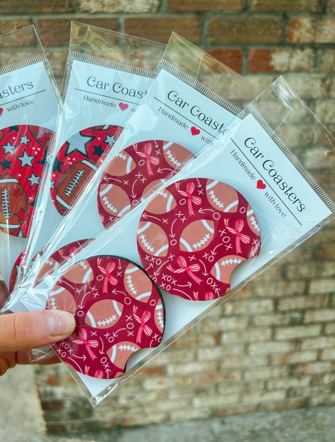 Maroon Football Car Coaster