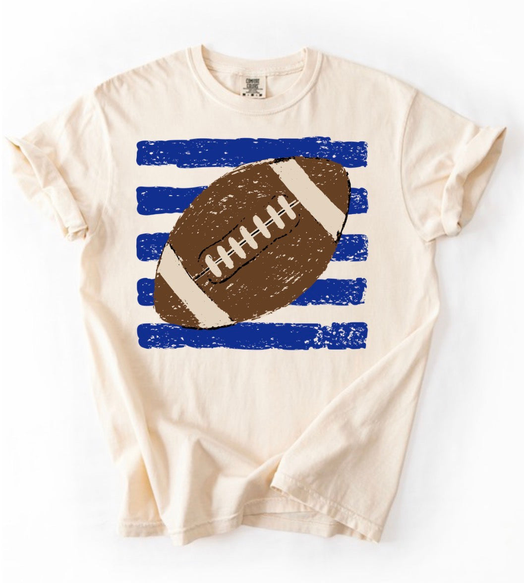 Blue Stripe Football Tee
