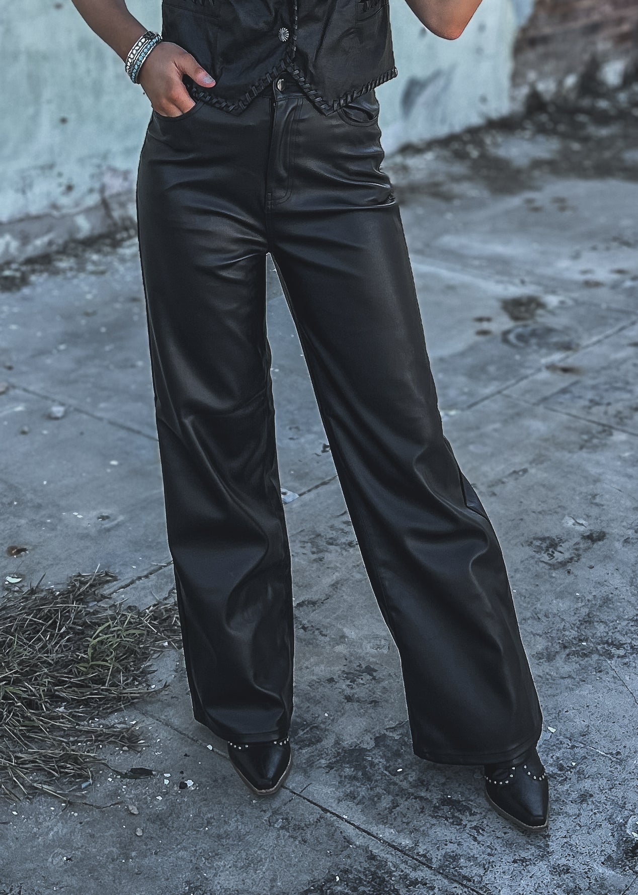 Nashville Nights Leather Wide-Legs