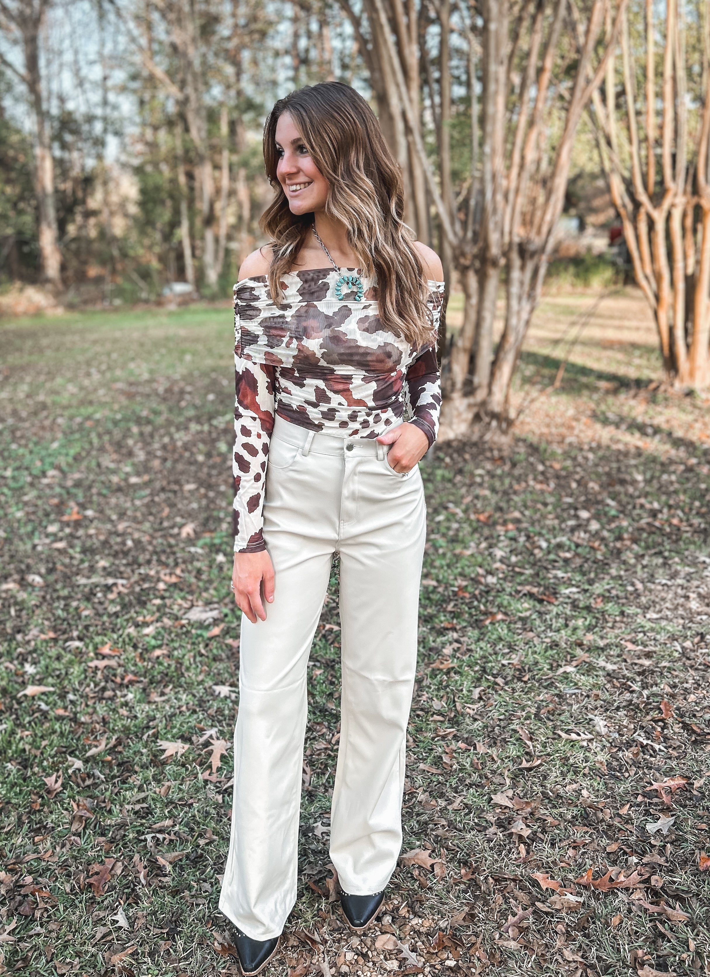 Sand Leather Wide-Legs