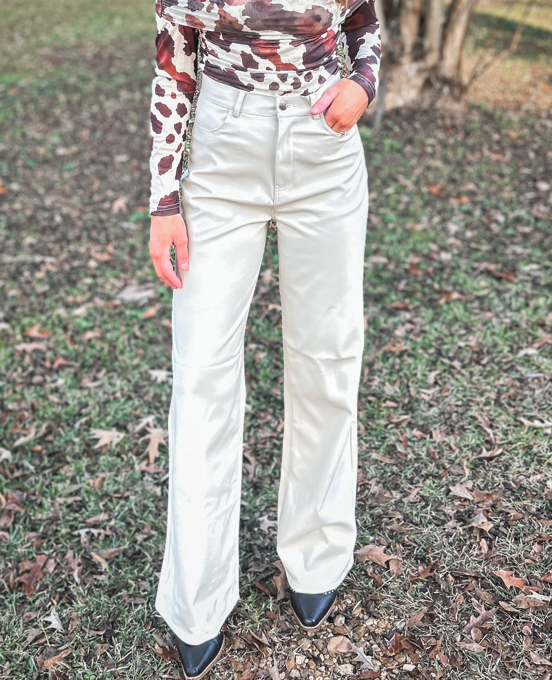 Sand Leather Wide-Legs