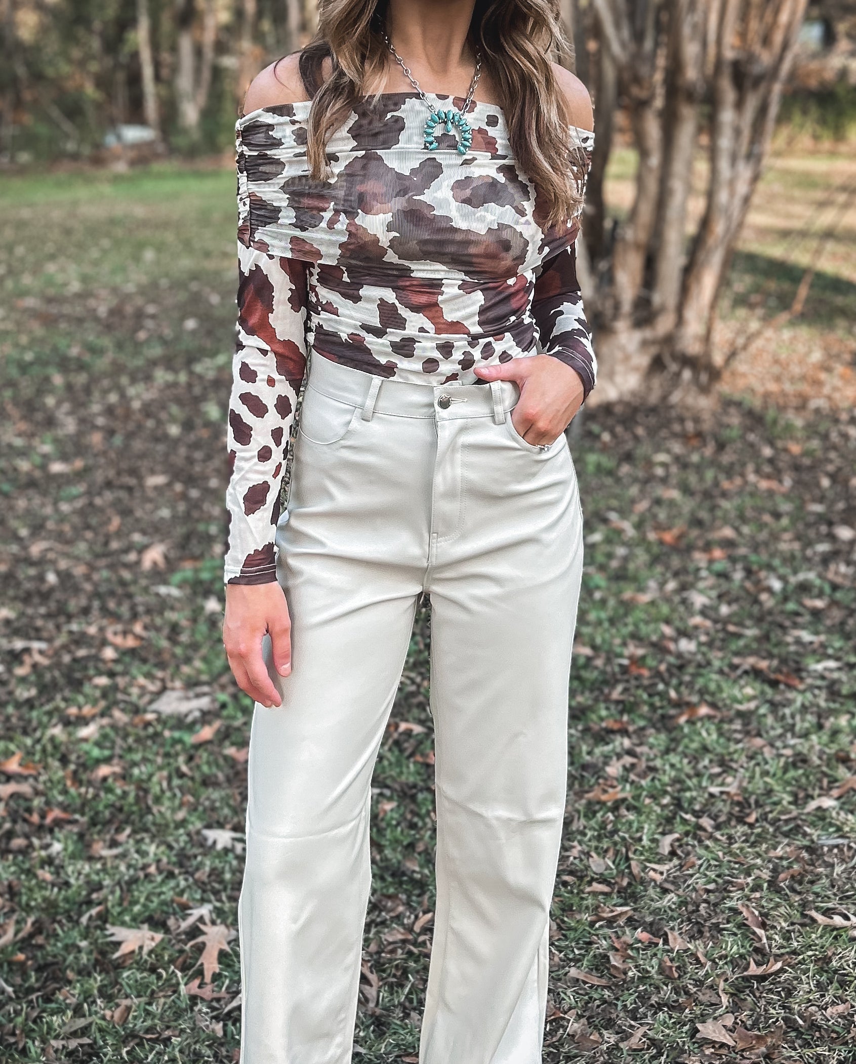 Sand Leather Wide-Legs