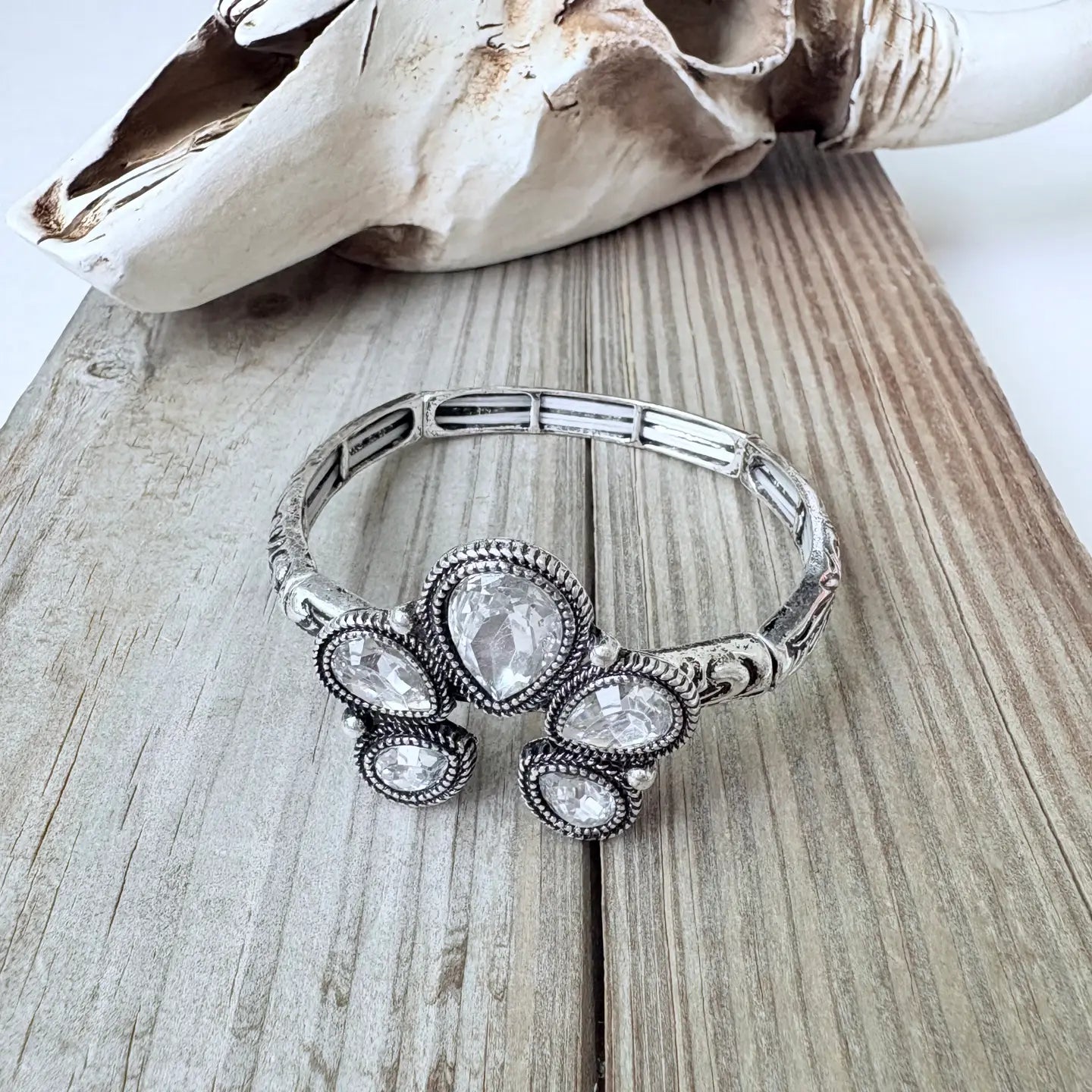 Glass Stone Squash Blossom Bangle